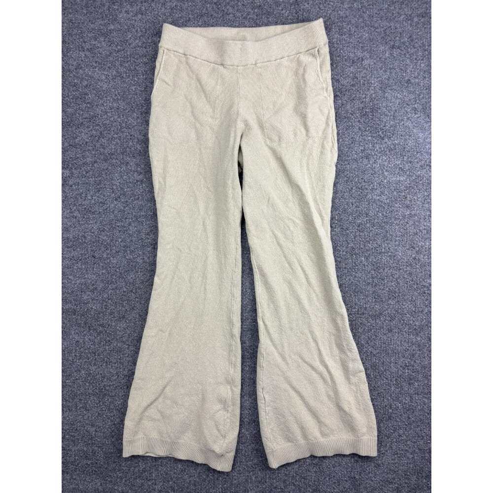 FP Beach Pants Womens Small‎ Beige Knit Wide Leg Lounge Pull On Free People